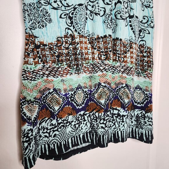 Bila eclectic Bohemian hippie earthy knitted crochet cap sleeve top size M - Picture 7 of 8